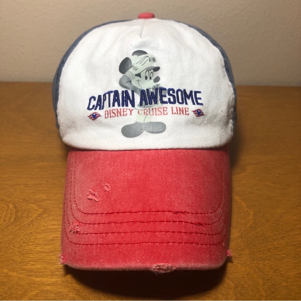 Disney Cruise Line Mickey Captain Awesome Vintage Looking Distressed Patriot Hat